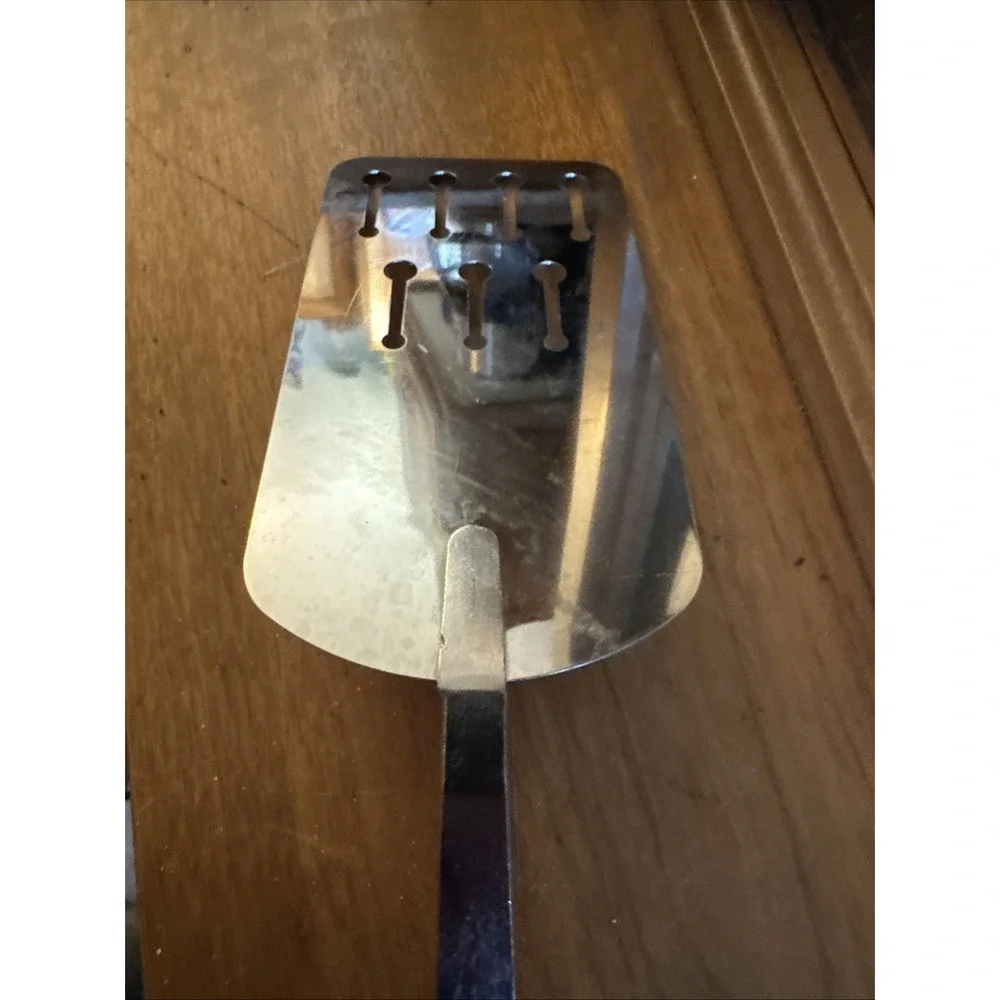 EKCO Vintage MCM Black Handle Slotted Key Hole Spatula Flipper 12